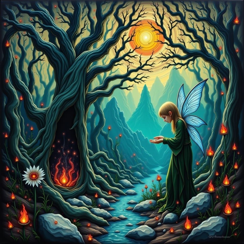 Surreal Fairy Realm Portal in Whimsical Art Style