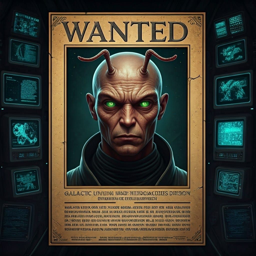 Wanted: Alien Fugitive G'Zork in Digital Comic Style