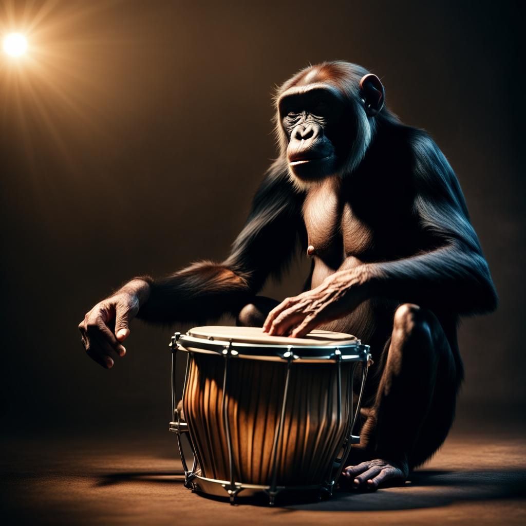 Bonobo's Bongo Performance in Dramatic Lighting