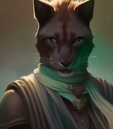 Catfolk Monk Portrait in Digital Concept Art Style
