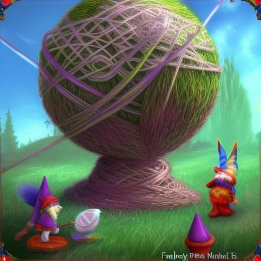 Giant Yarn Ball Playground in Arcanepunk Style