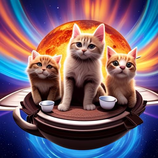 Coffee cats in space