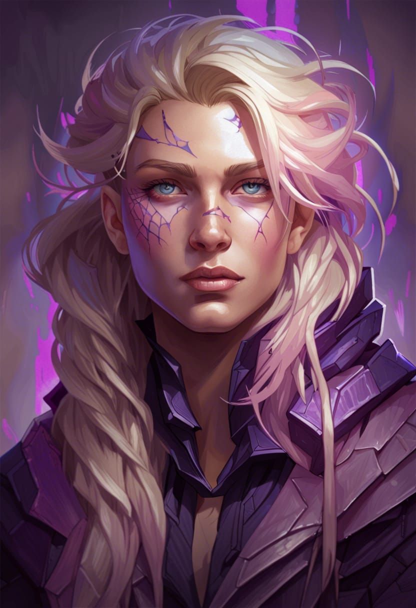 Androgynous Portrait with Cracked Skin, Hyperdetailed Concep...