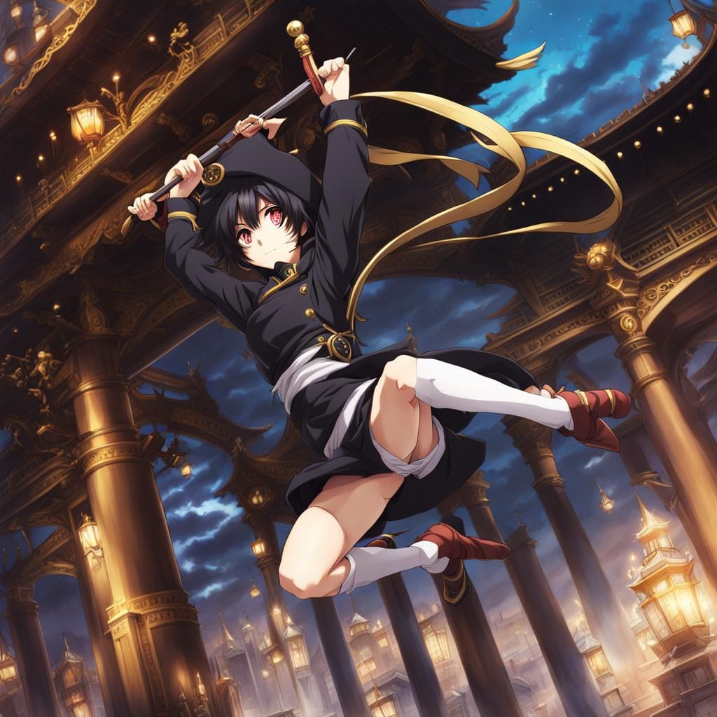 Anime Thief Acrobatics in Manga Style