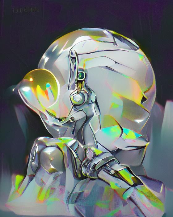 Futuristic Metallic Robot in Neon Grey