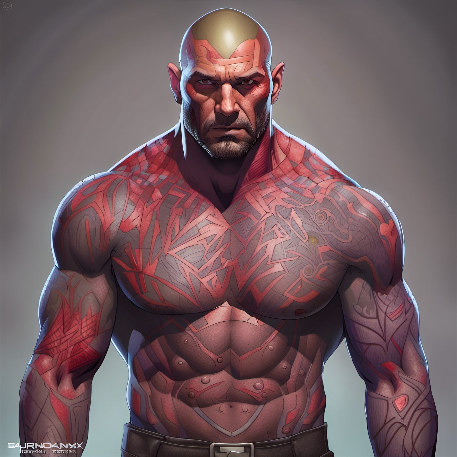Drax the Destroyer: Detailed Digital Art Portrait