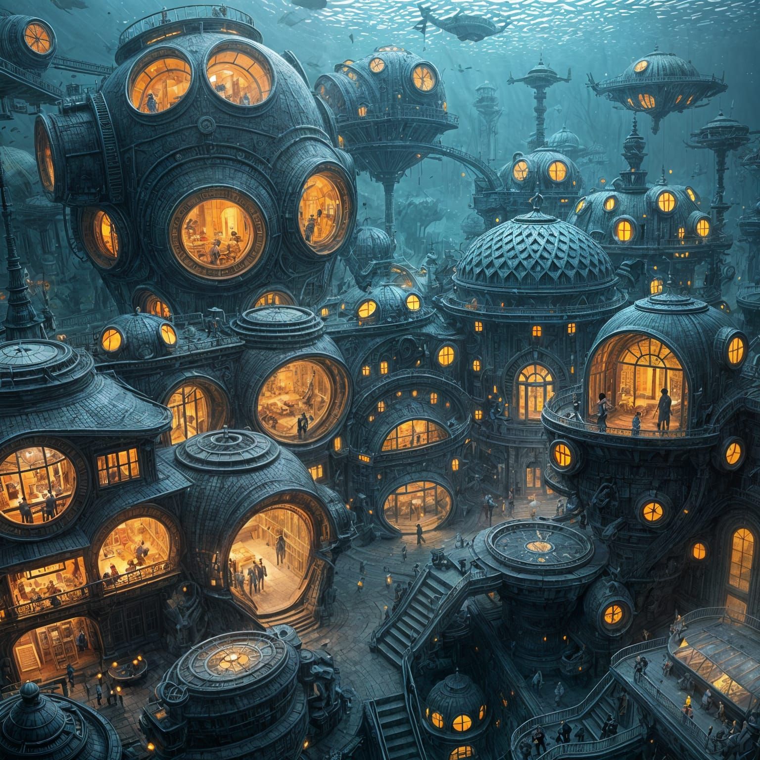 Bioluminescent Deep-Sea Community Architecture: Futuristic C...