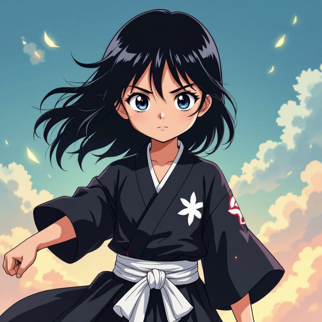 Young Shinigami Girl in Bleach Anime Style