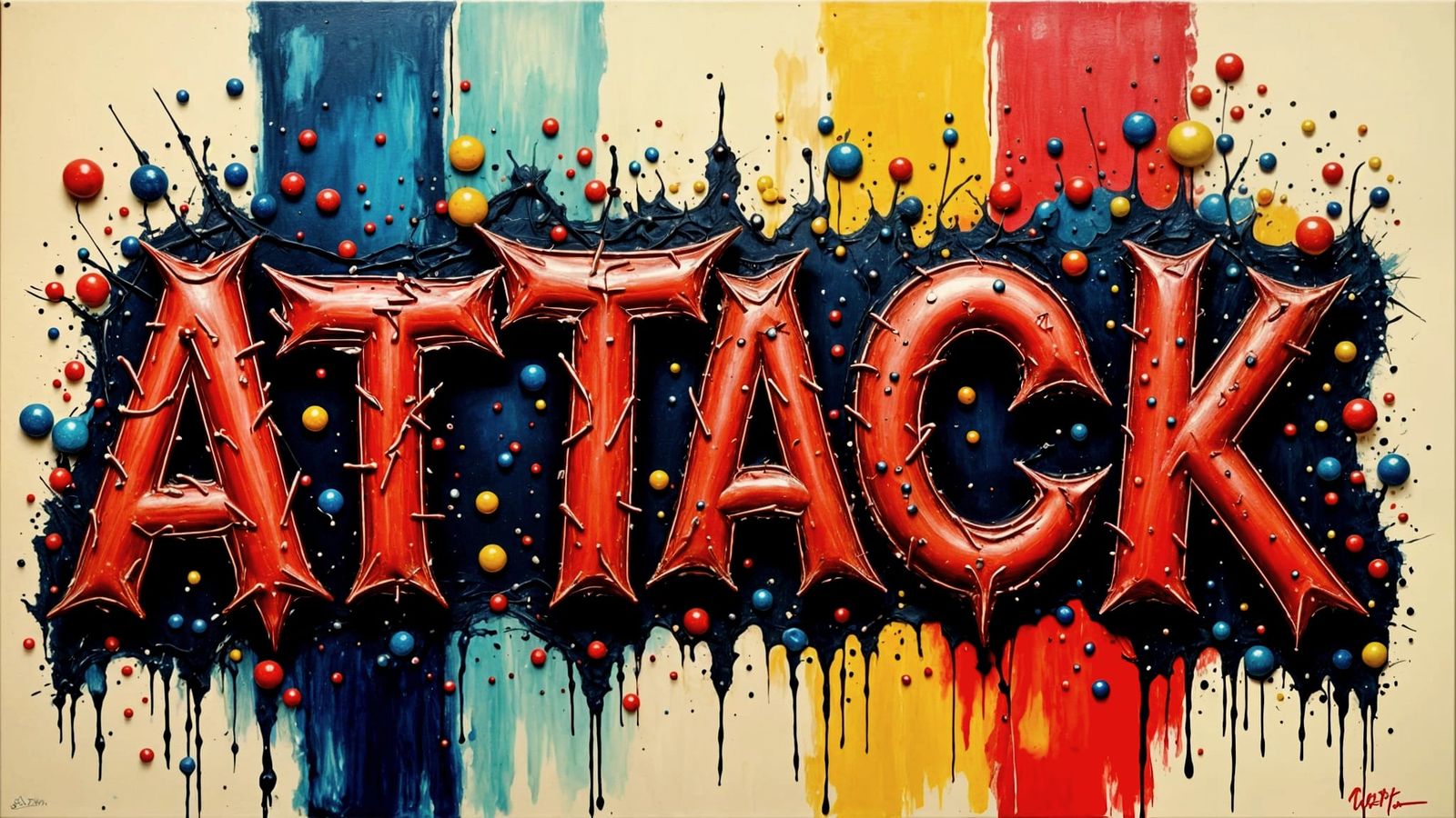 Abstract 'Art Attack' on Textured Canvas