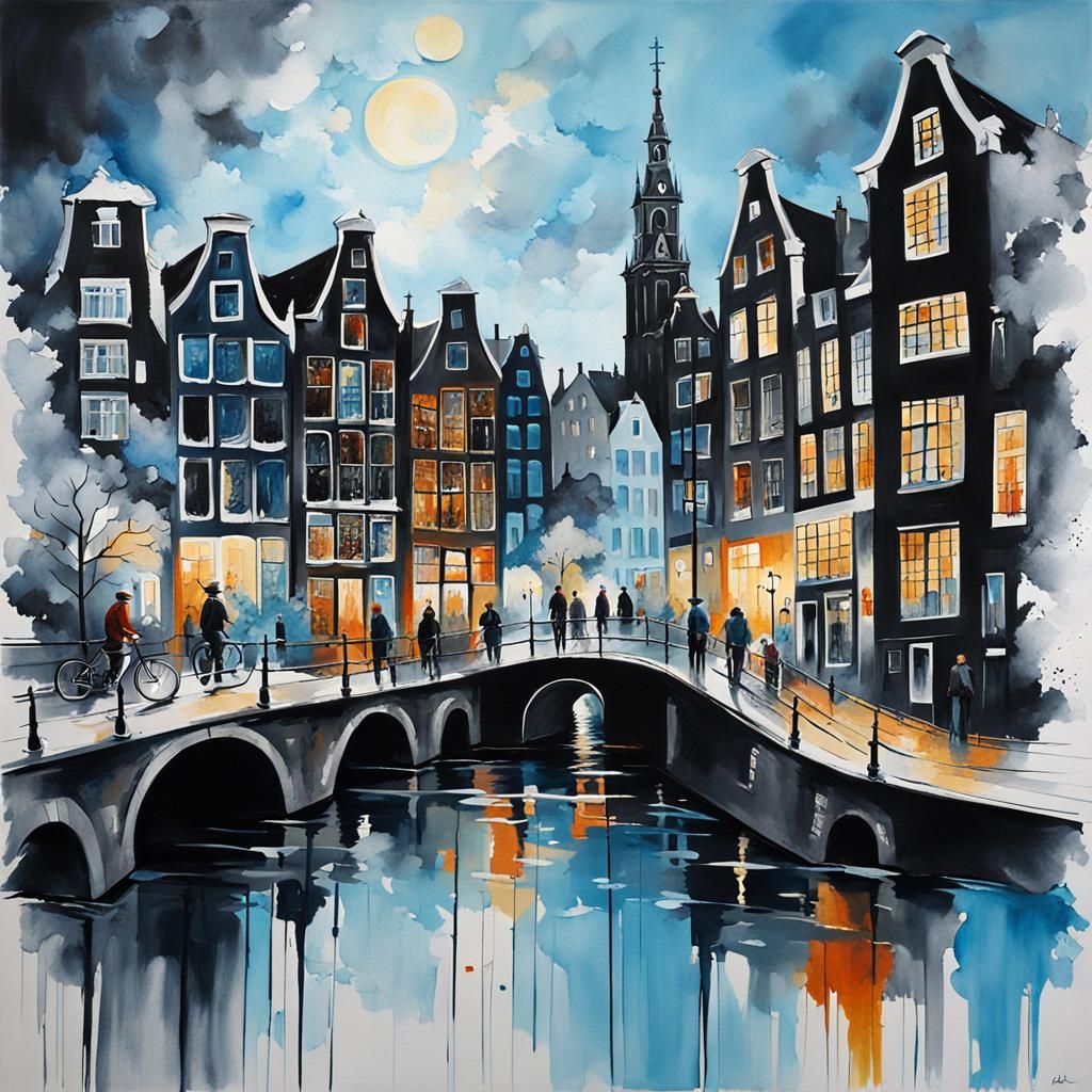 Amsterdam Painting with Occult Elements in Acrylics