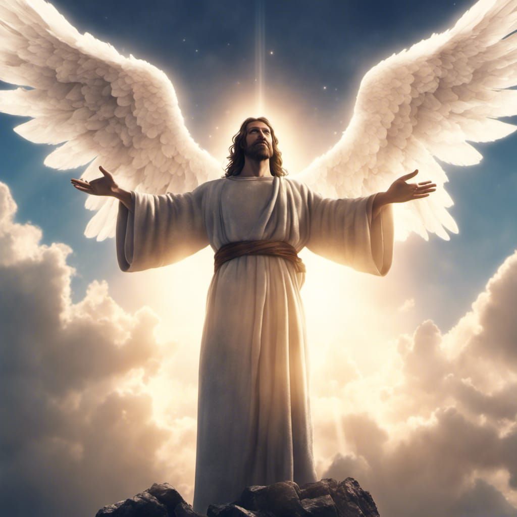 Jesus Reaching for God's Hand: 3D Cinematic Scene