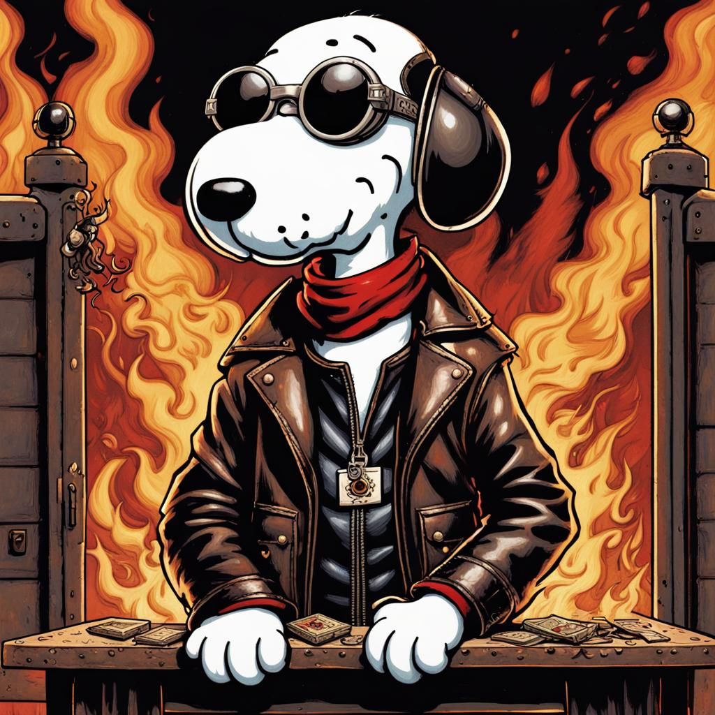 Snoopy as Joe Cool in Infernal Card Game