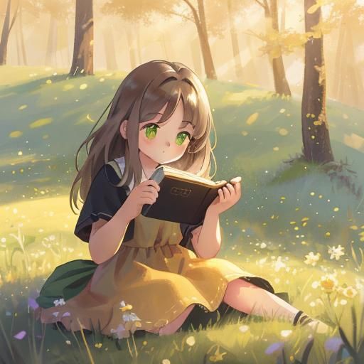 Girl in Sunny Meadow: Digital Oil Painting