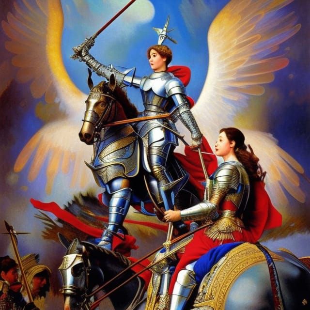 Joan of Arc Digital Painting in Art Nouveau Style