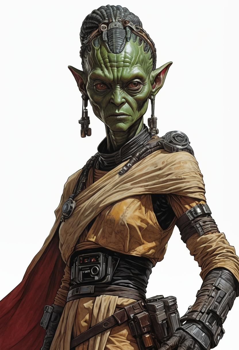 Alien Jedi in a Vivid Fantasy Illustration