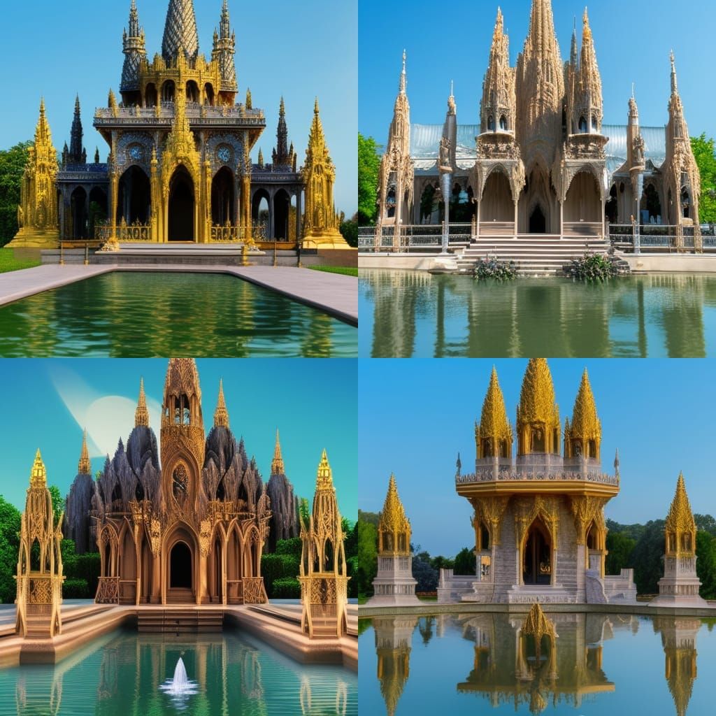 Gothic Palace by the Sea in Golden Hour