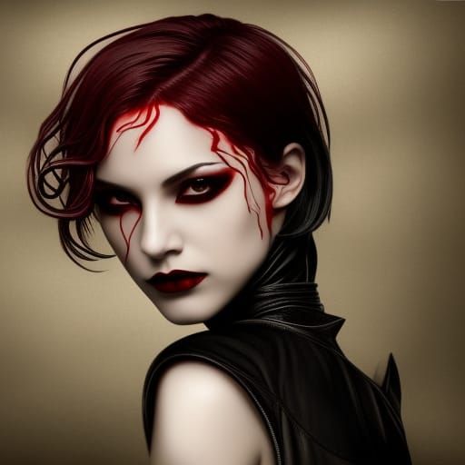 Gothic Lilith in Leather: A Dark Fantasy Portrait