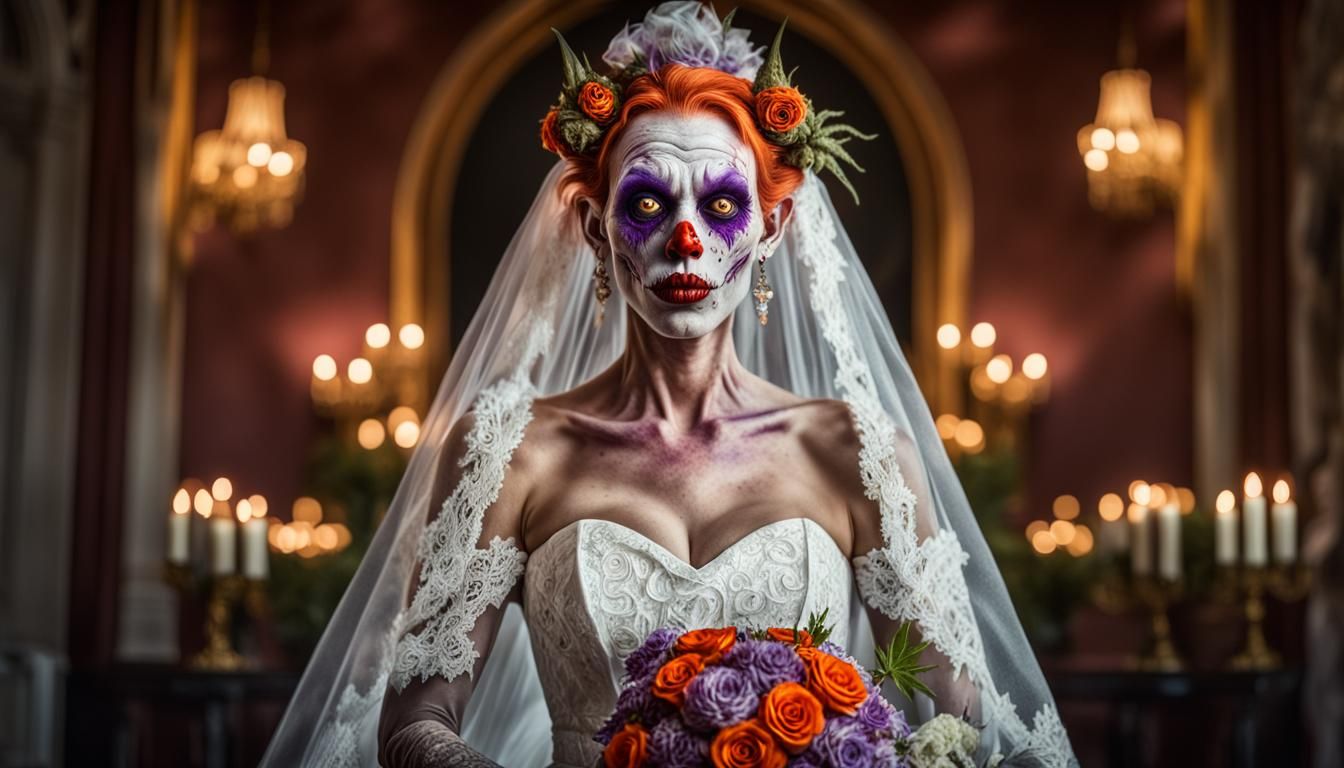 Zombie Monkey Bride in Gothic Surrealism Style