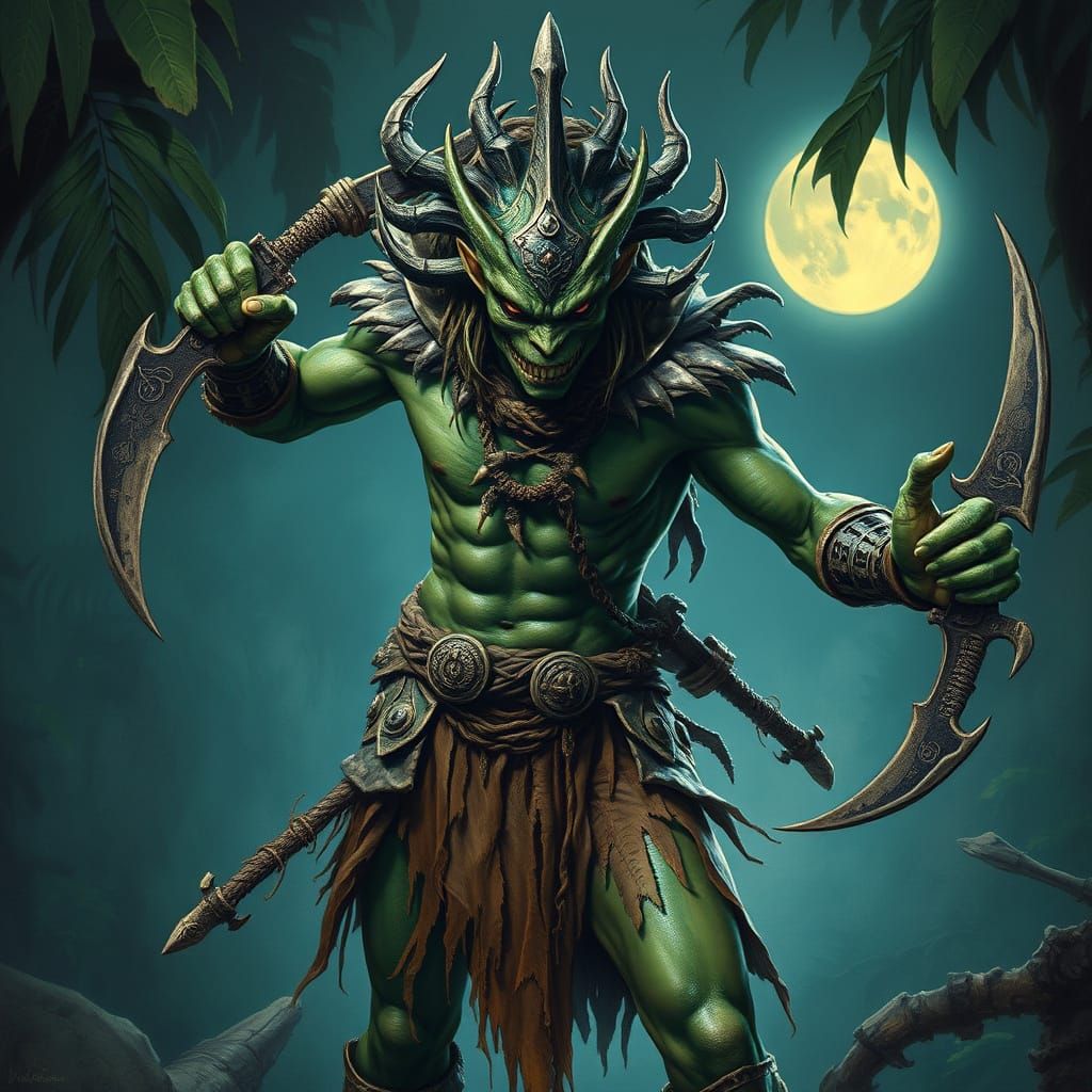 Tribal Warrior with Bone Armor and Ancient Daggers