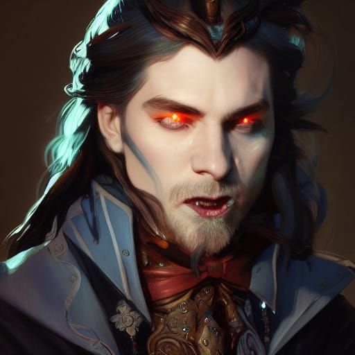 Vampire Bard Portrait in Hyperdetailed Style
