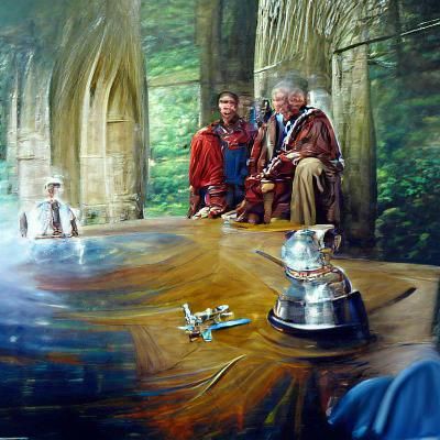 King Arthur and Merlin: Oil Painting Time Travel