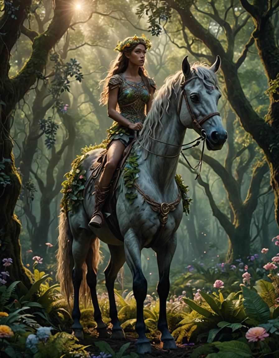 Centaur in Mystical Forest: Hyper-Realistic Digital Art