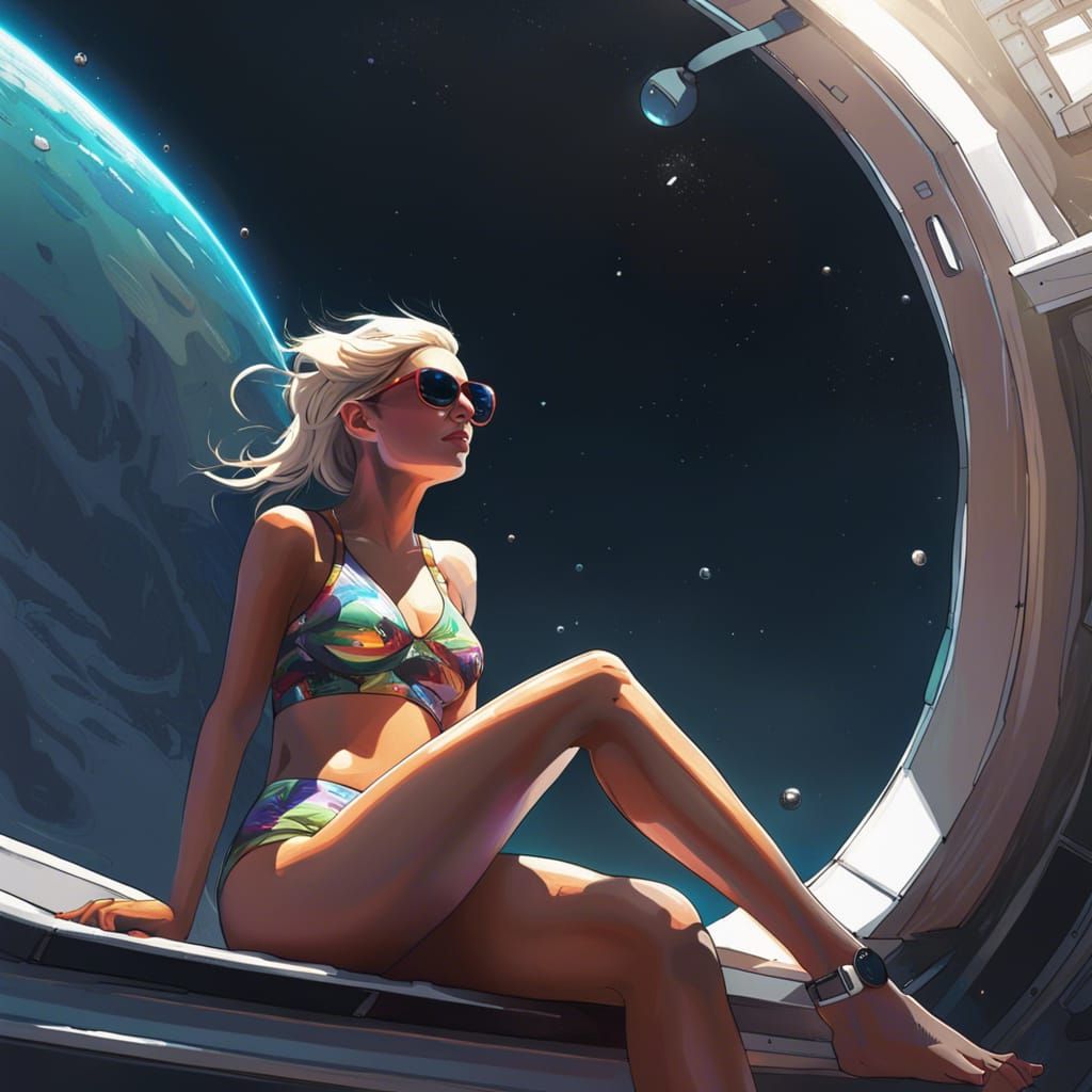 Sunbathing Over Black Hole: Hyperdetailed Concept Art
