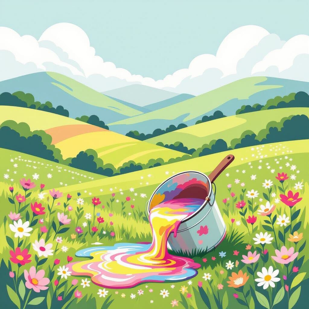 Paint Spill Creates Whimsical Spring Landscape