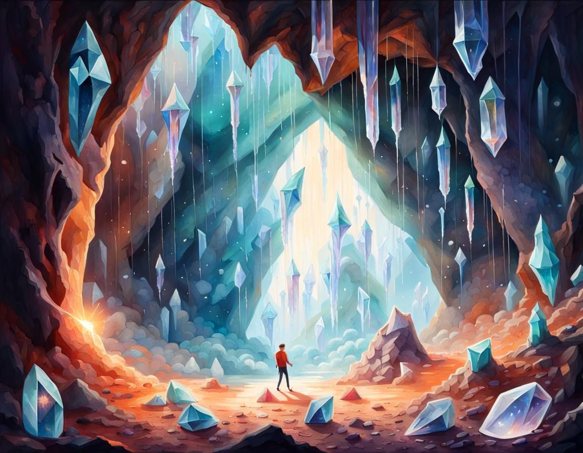 Surreal Crystal Cave Explosion in a Fantasy Style