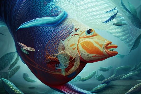 Colorful Koi Fish in Hyperrealistic Digital Art