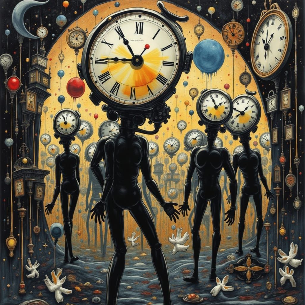 Clockwork City: Silhouettes with Clock Faces