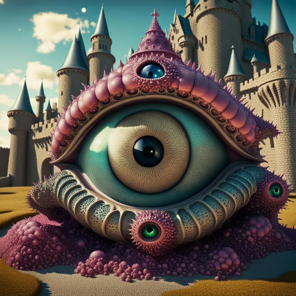 Glittering Codex Seraphinianus Mandelbulb Eye Castle