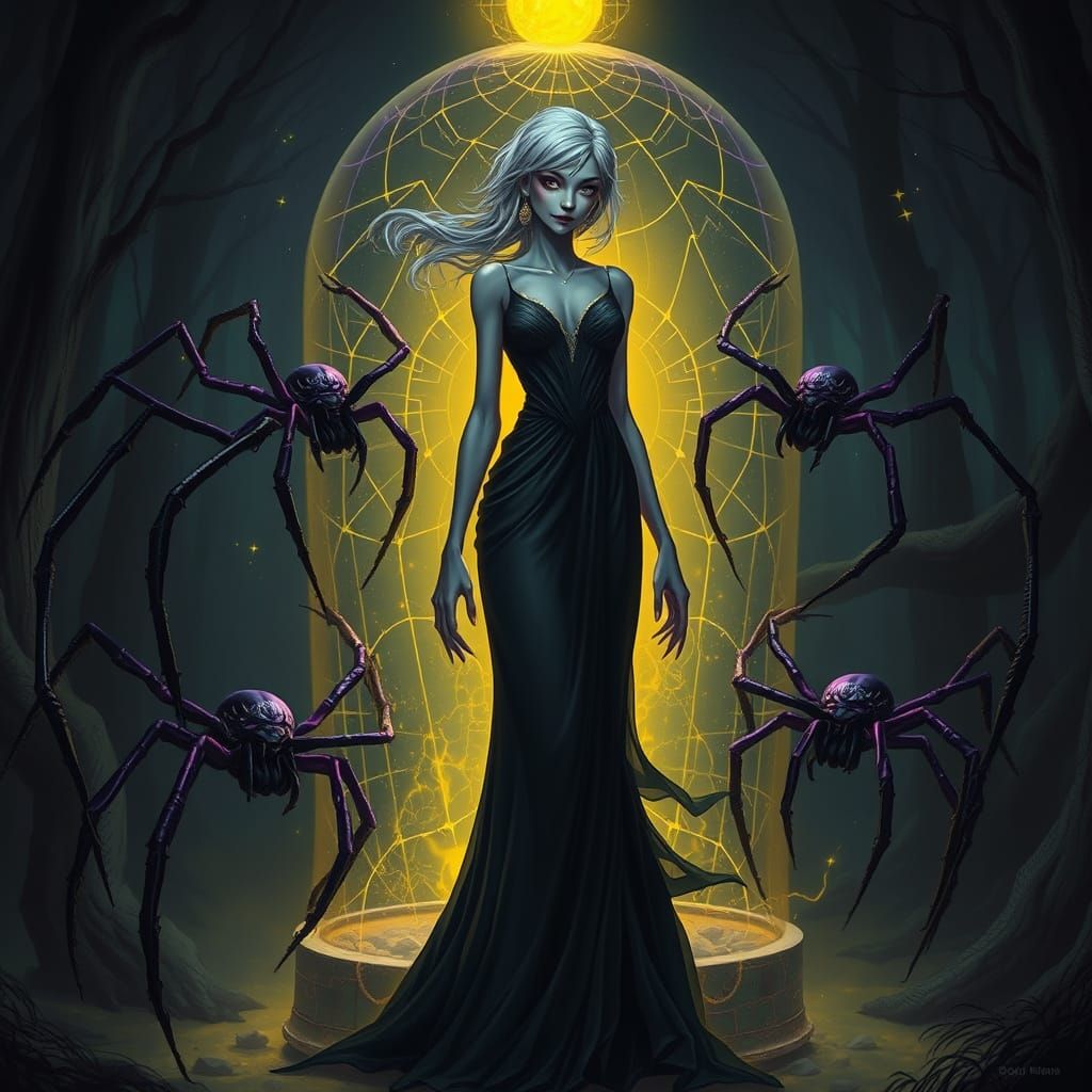 Ethereal Sorceress Ensnared by Dark Magic