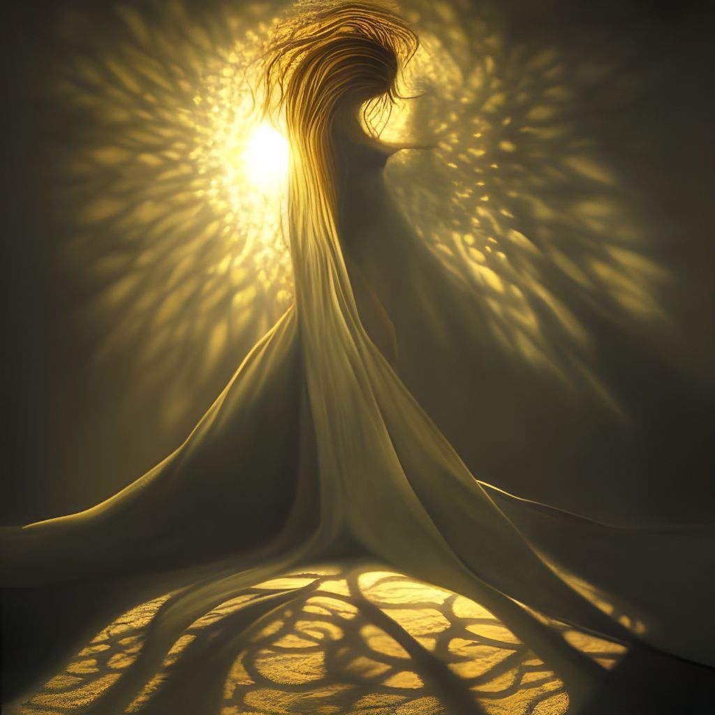 Exploding Shadows in Ethereal Stained Glass Style