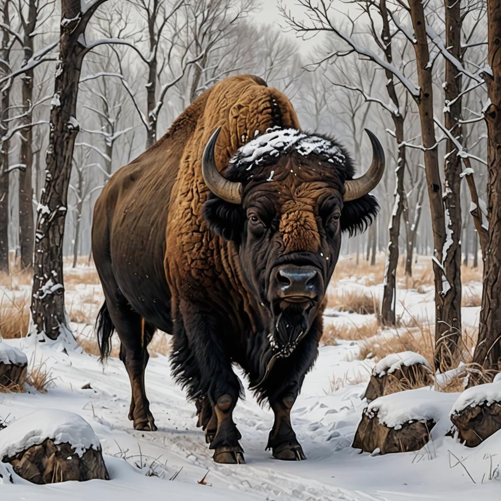 Buffalo in Winter Wonderland
