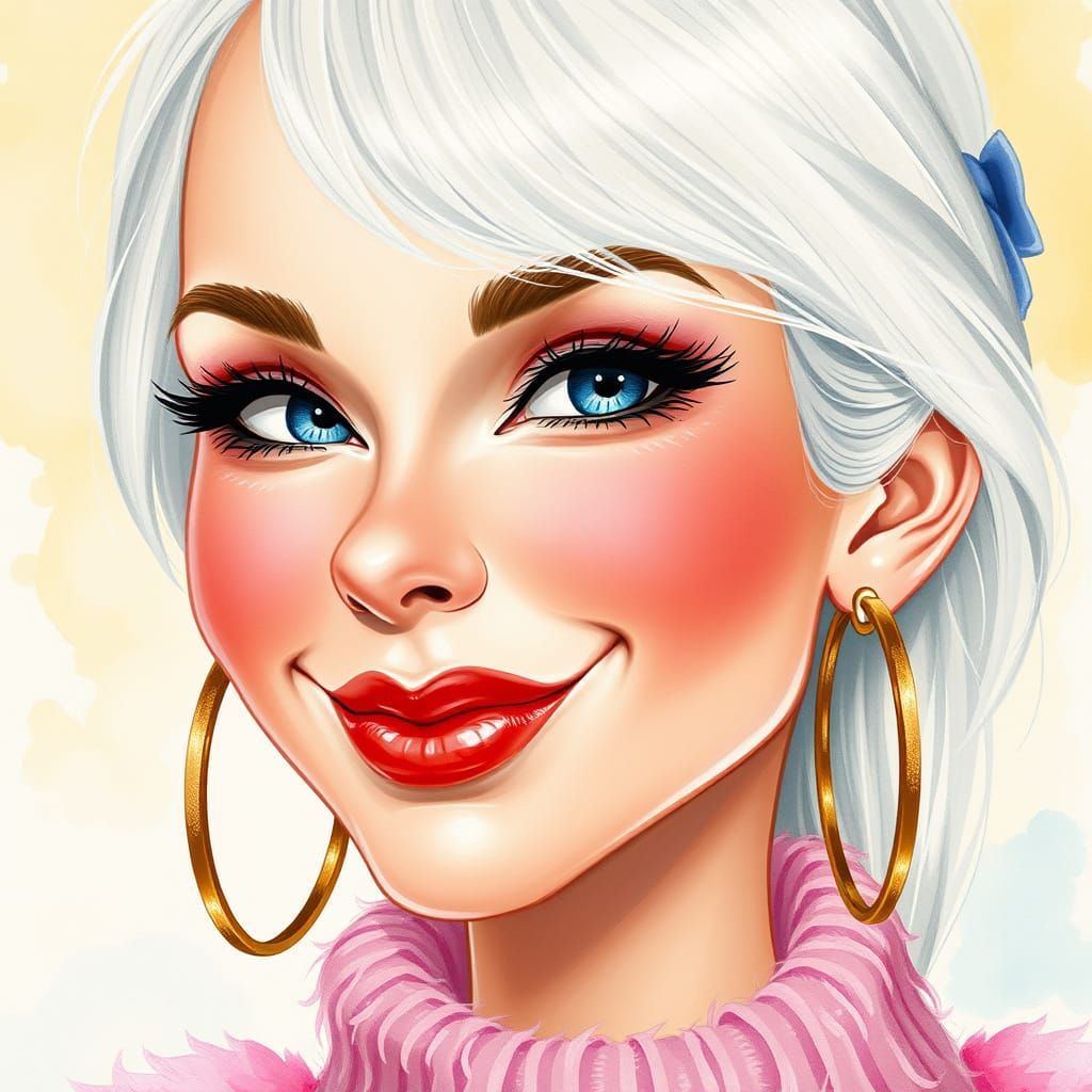 Radiant Woman with Dimples in Art Nouveau Style