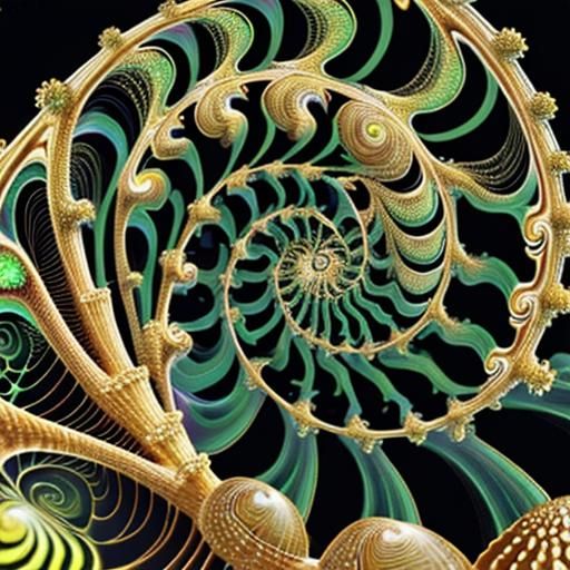 Bioluminescent Snail Shell with Fractal Fibonacci Spiral