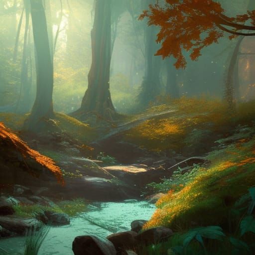 Luminous Woodland Stream Concept Art