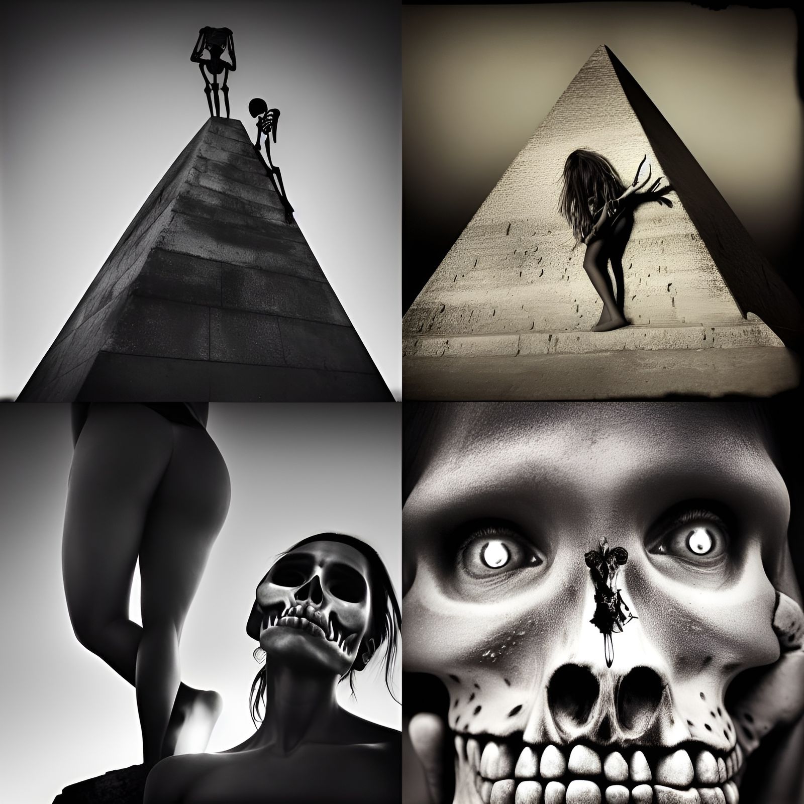 Skeleton Portrait on Pyramid, Photographic Style