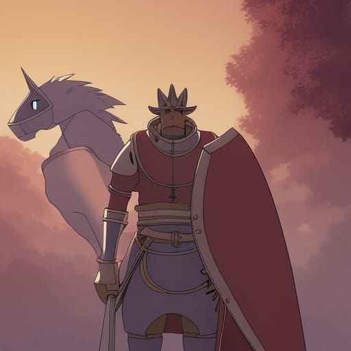 Knights Riding Strange Creatures in Anime Style