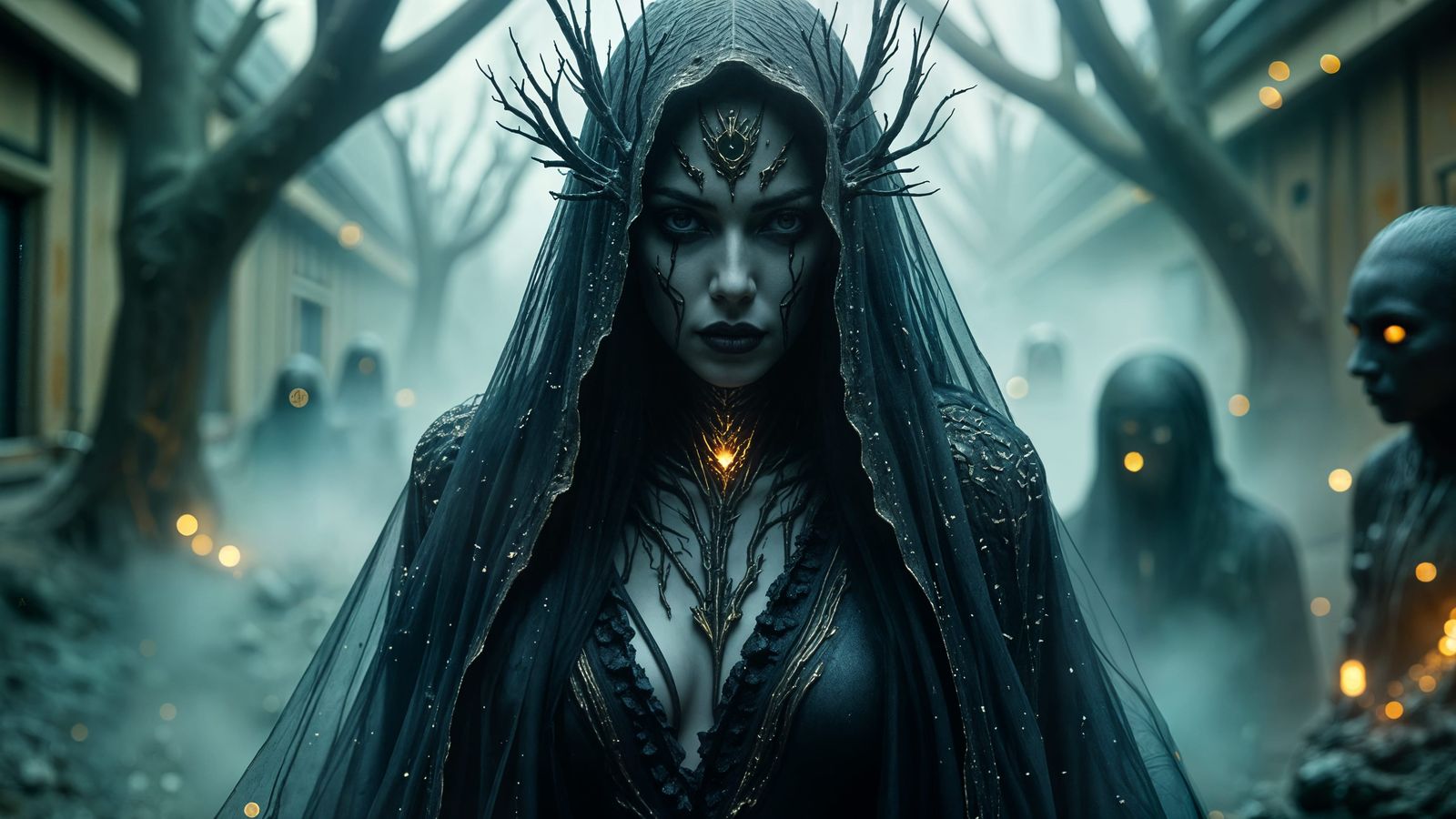 Nightmarish Kintsugi Creatures in Dark Hellspawn Landscape