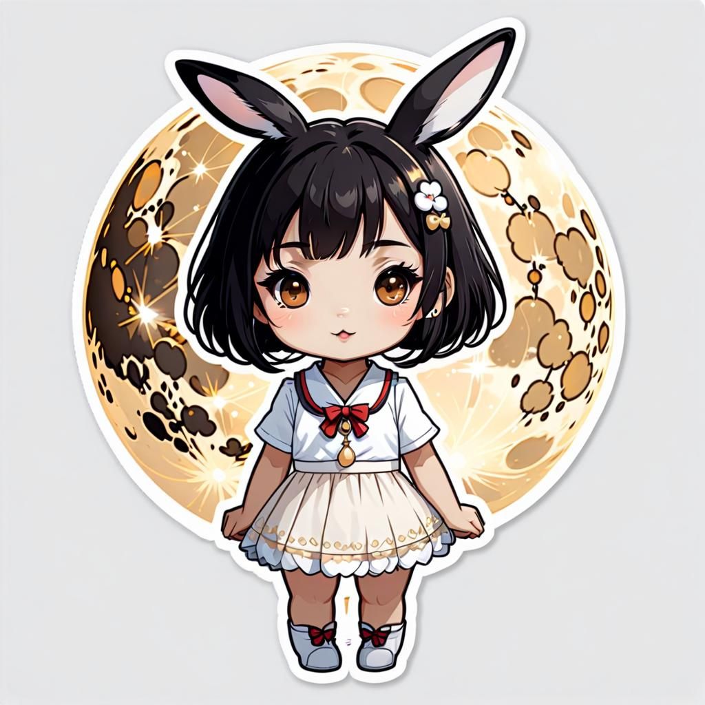 Kawaii Sticker Design: Thai Girl with Rabbit Ears