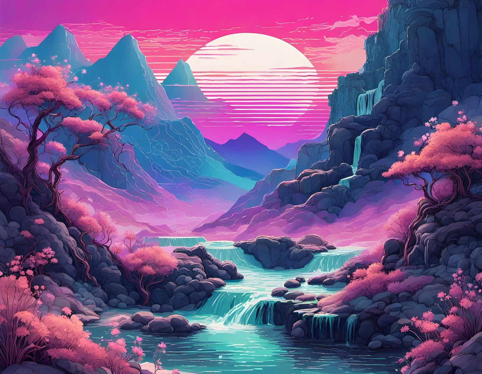 Vaporwave Aesthetic Dreamy Landscape