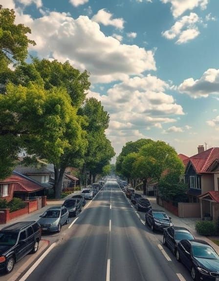Surreal Aerial View of Symmetrical City Street