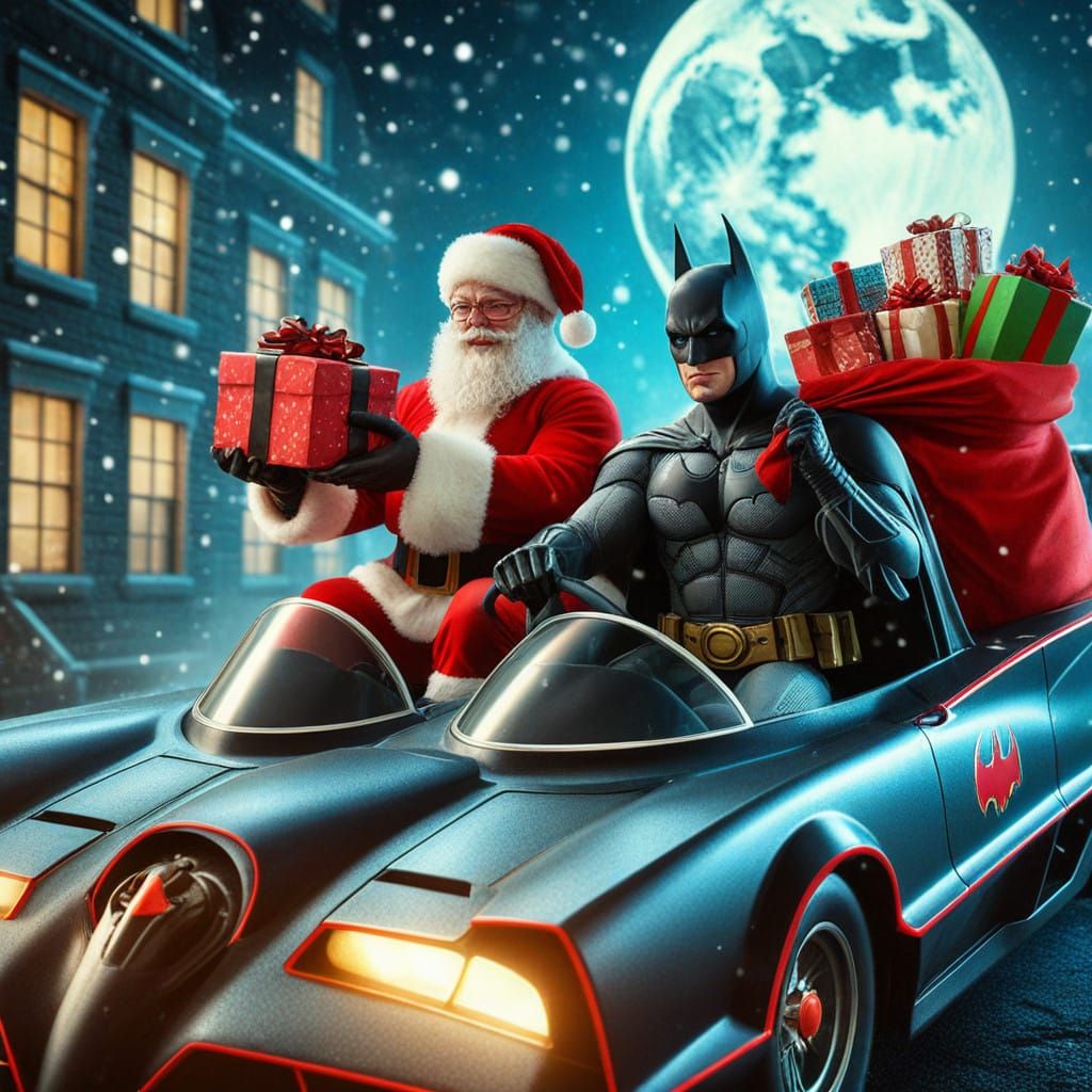 Batman Delivers Christmas Presents in the Batmobile