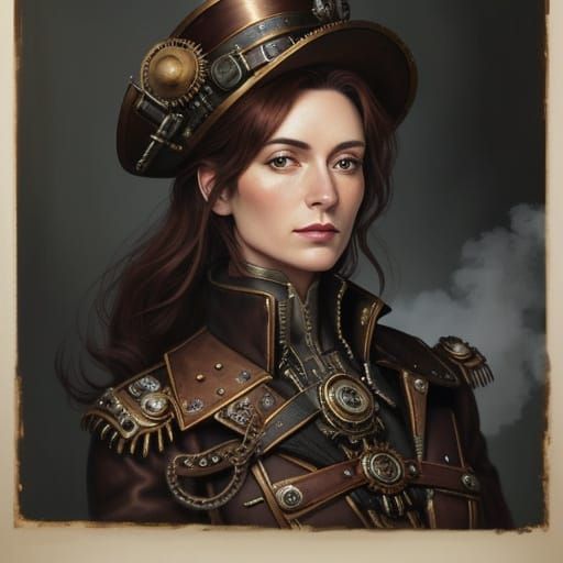 Stunning Steampunk Captain in Oil Painting