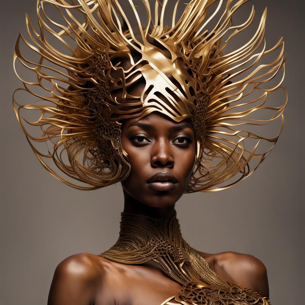 Gold 3D Printed Headpiece for the Met Gala