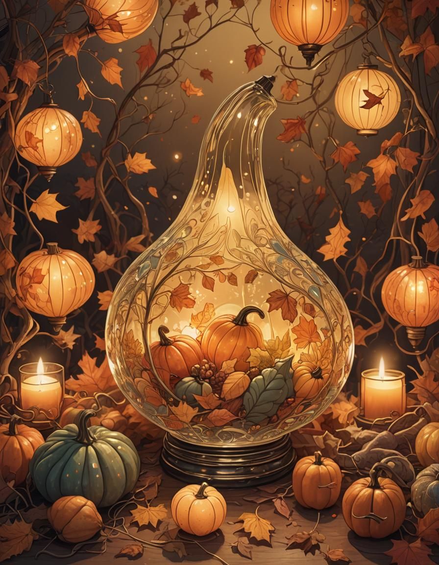 Glass Gourd Cornucopia: Whimsical Autumn Harvest