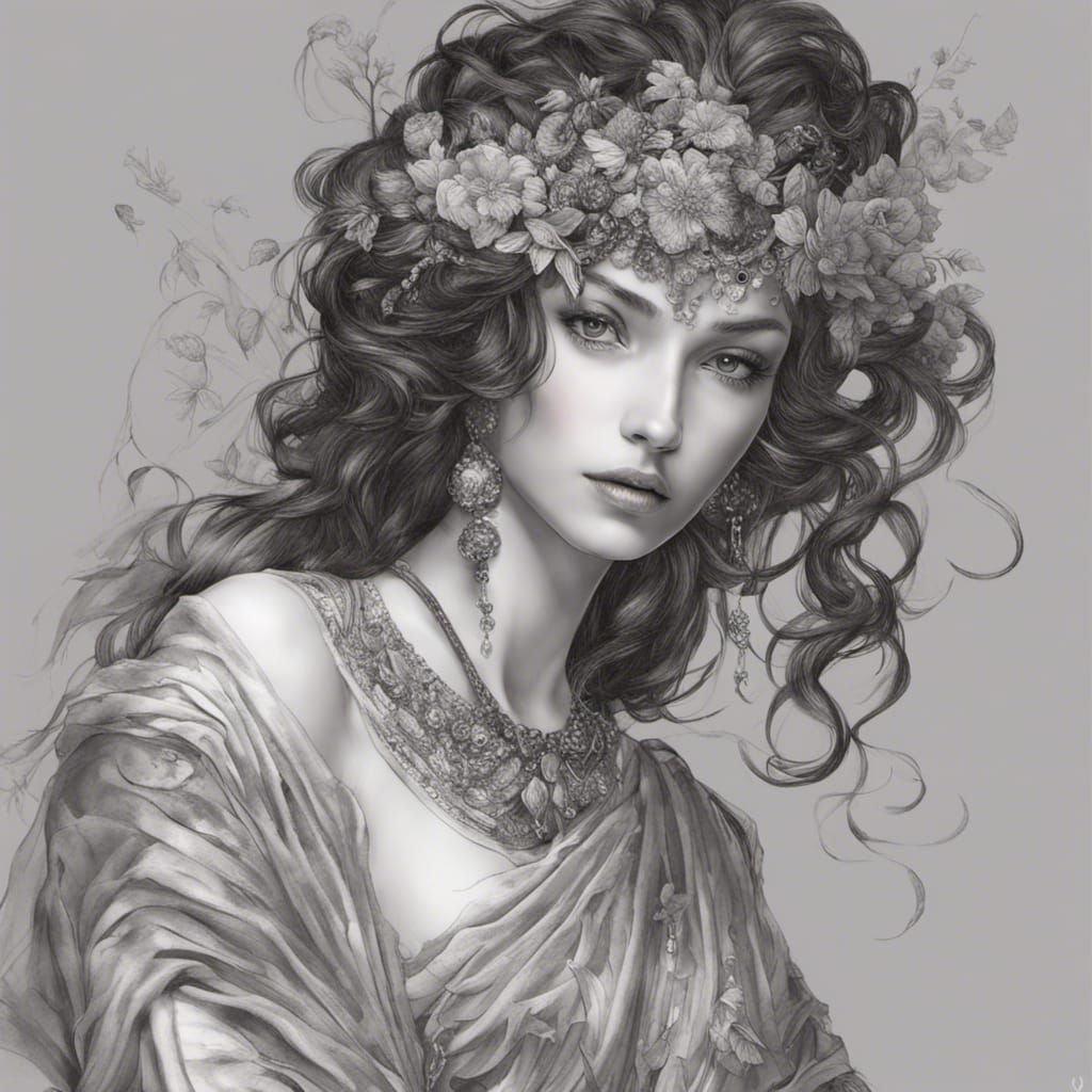 Persephone as Roman Goddess: Photorealistic Portrait