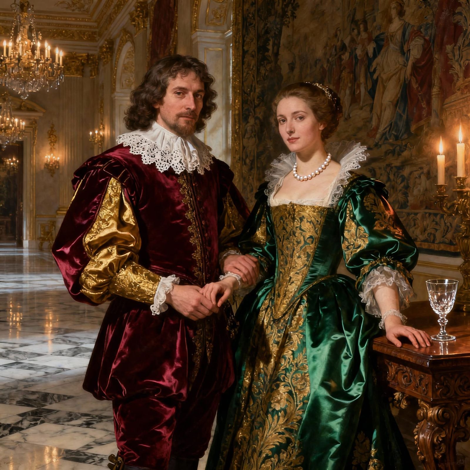 Seventeenth Century Couple in Luxurious Attire